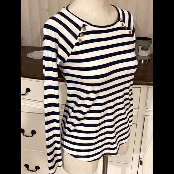Premise Blue & White striped long sleeve top XS - Picture 5 of 6